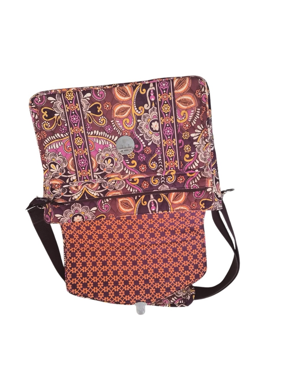 Vera Bradley Quilted Floral Laptop Satchel in Plum and Pink - Picture 4 of 14